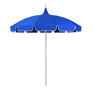 8.5 ft. White Aluminum Commercial Pagoda Market Patio Umbrella with Fiberglass Ribs in Pacific Blue Sunbrella