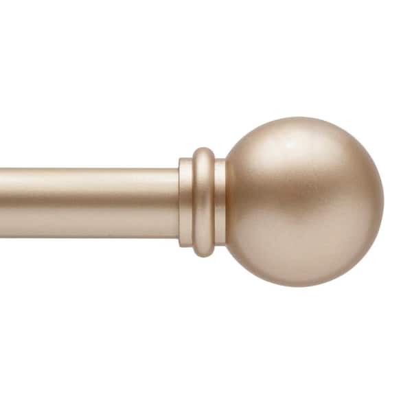 Kenney Chelsea 48 in. - 86 in. Adjustable Single Curtain Rod 5/8 in. Diameter in Soft Brass with Ball Finials