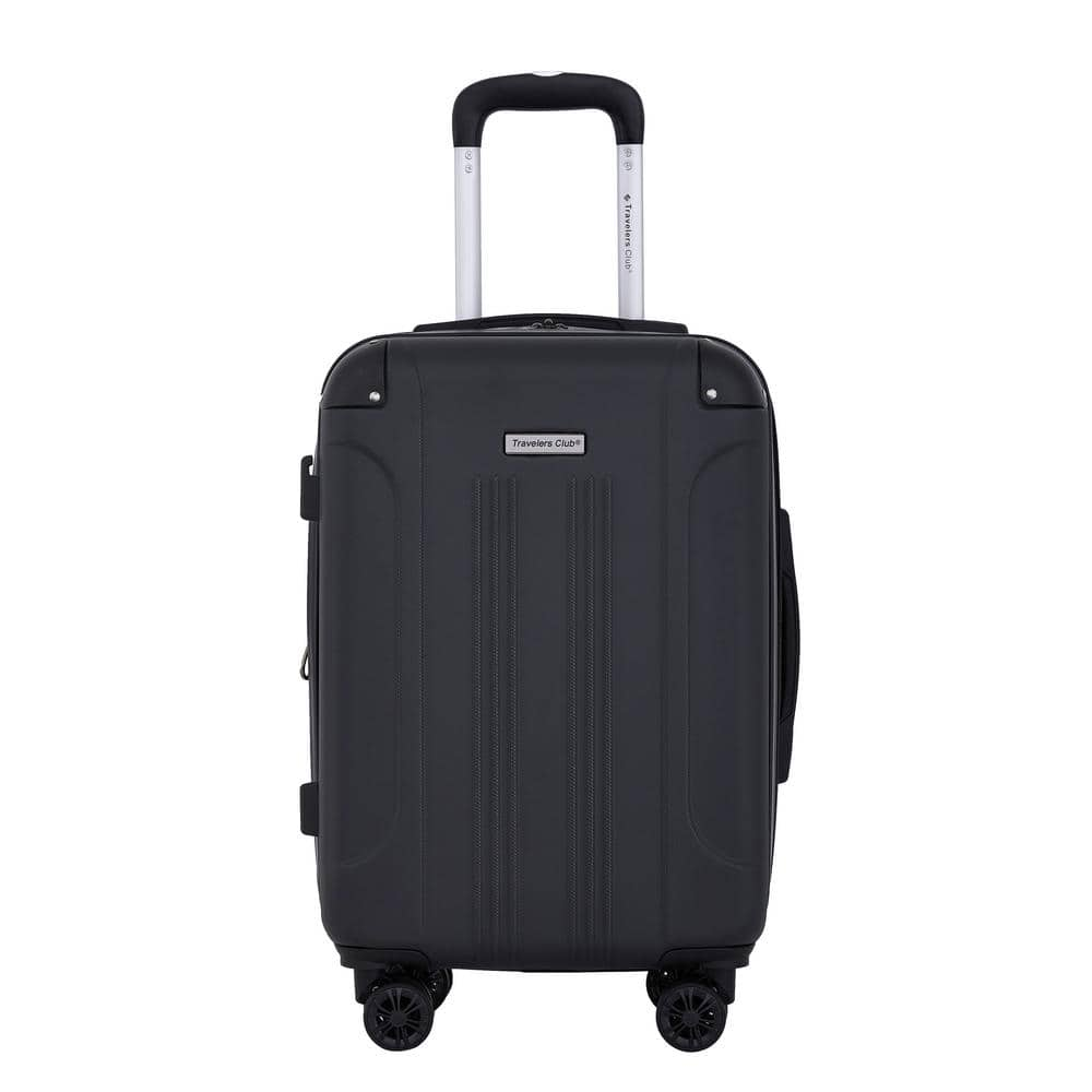 Travelers Club 22in BLACK ROLLING EXPANDABLE HARDSIDE CARRY-ON with 4- IN-1  USB CHARGING FEATURE HS-30722-EX-001 - The Home Depot