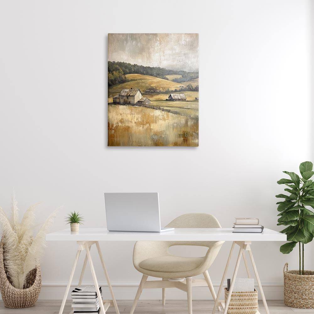 Rustic Farmland and Rolling Hills by Petal Prints Design Unframed Nature Graphic Art Print 40 in. x 30 in. price history on PriceWatchPro