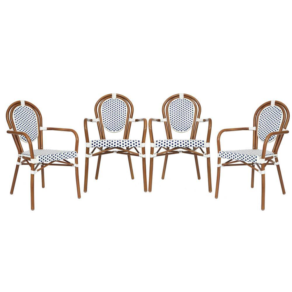 Brown Aluminum Outdoor Dining Chair in Blue Set of 4 price history on PriceWatchPro