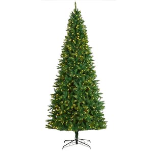 9 ft. Pre-Lit Green Valley Fir Artificial Christmas Tree with 800 Clear LED Lights and 2093 Bendable Branches