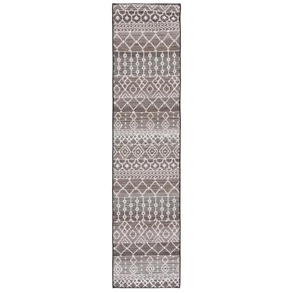 SAFAVIEH Havana Brown/Ivory 2 ft. x 9 ft. Aztec Tribal Indoor/Outdoor Runner Rug