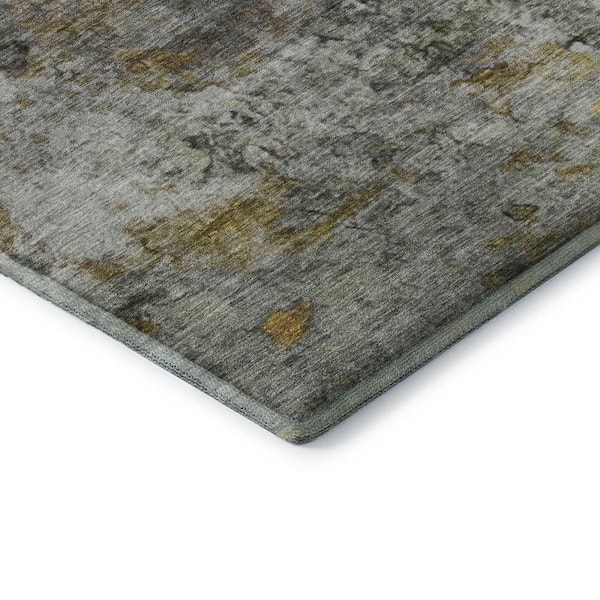 Mayfield Premium Machine Washable Abstract AMF2100 Olive 10 ft. x 14 ft. Area Rug