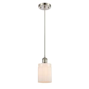 Hadley 1-Light Brushed Satin Nickel Shaded Pendant Light with Matte White Glass Shade