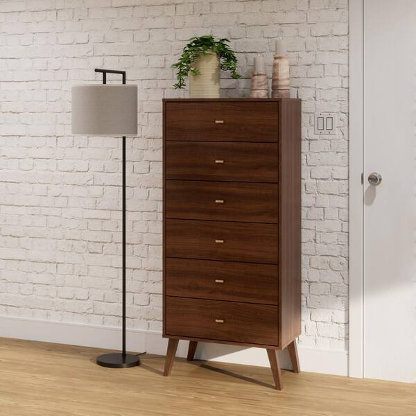 Milo Mid Century Modern Cherry 6-Drawer 25 in. Chest of Drawers