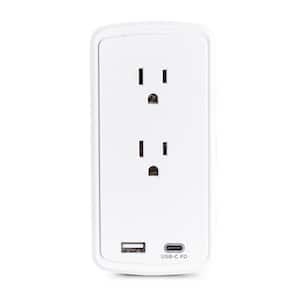 GE UltraPro 1-Outlet Wall Tap with Surge Protection and Audible Alarm White 38124