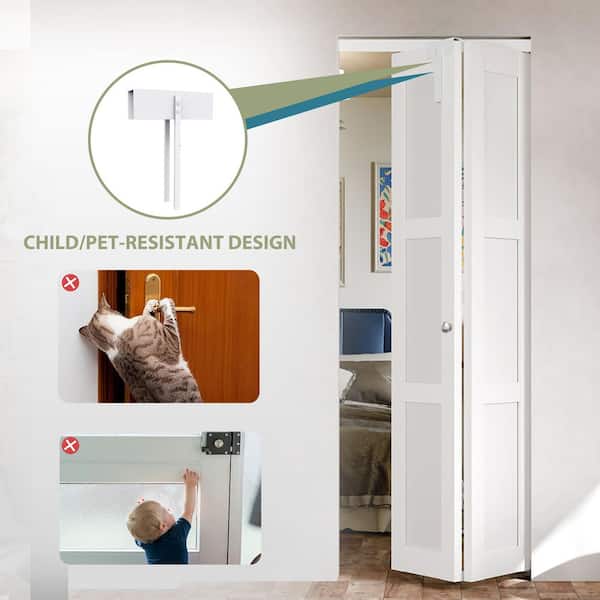 TENONER 36 in. x 80 in. 3-lite Panel Solid Core White PVC Covering