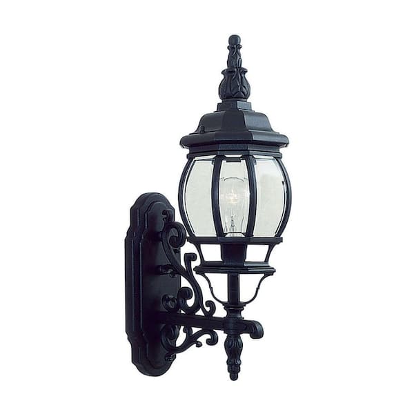 Livex Lighting Providence Wall-Mount 1-Light Black Outdoor Incandescent Wall Lantern Sconce
