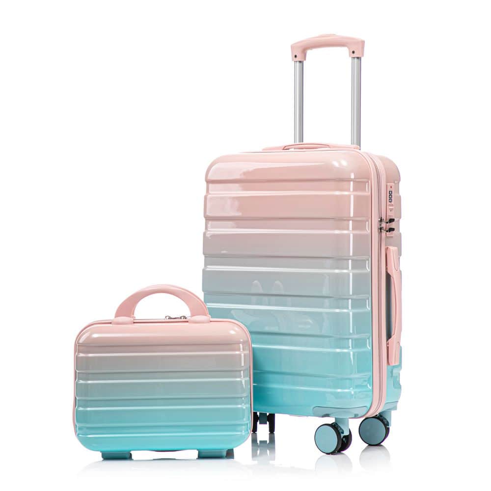 "14""/20"" 2 Pcs/Set in PC Spinner Wheel Luggage, Carry on Suitcase, With Gradient Color and Combination Lock (Blue+Pink)" price history on PriceWatchPro