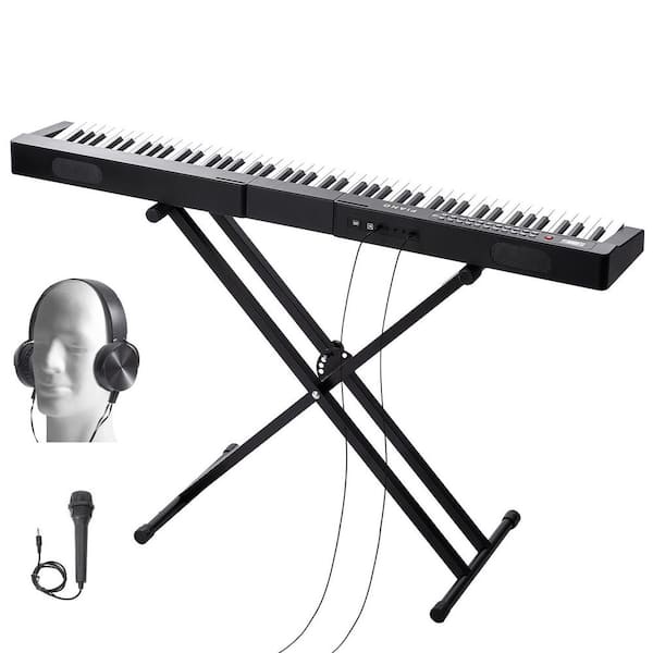 SKYSHALO 88 Key Digital Piano Keyboard, Semi Weighted Keys, Full Size Electric Keyboard Piano Set with Stand Built-In Speakers