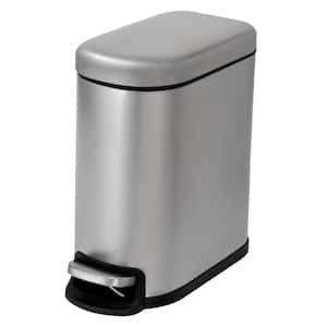 Curved Rectangular 5 L/1.3 Gal Pedal Trash Bin with Soft Close Lid in Brushed Stainless Steel