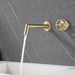 Industrial Single-handle Wall Mounted Bathroom Sink Faucet in Brushed Gold