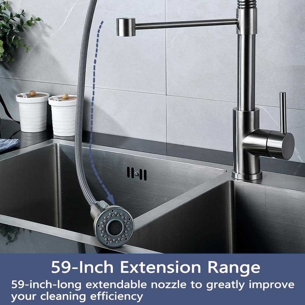 Brushed Nickel Single Handle Pull Down Kitchen Faucet