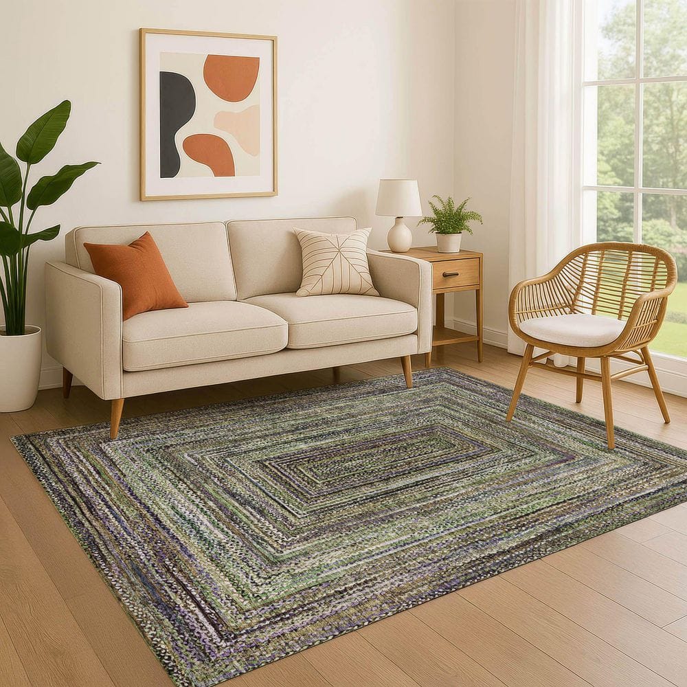 Mayfield Premium Machine Washable Abstract AMF1725 Olive 3 ft. x 5 ft. Area Rug price history on PriceWatchPro