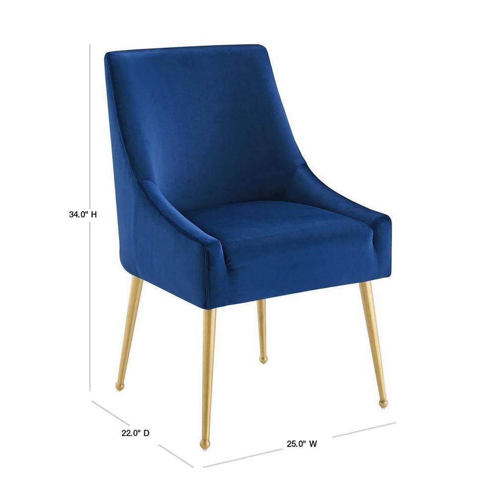 Sapphire Velvet Upholstered Dining Chair with Gold Legs
