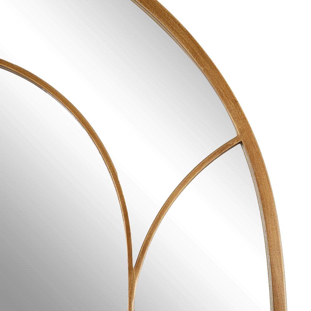 Larisa 24x36 Gold Arched Mirror with Iron Inlay