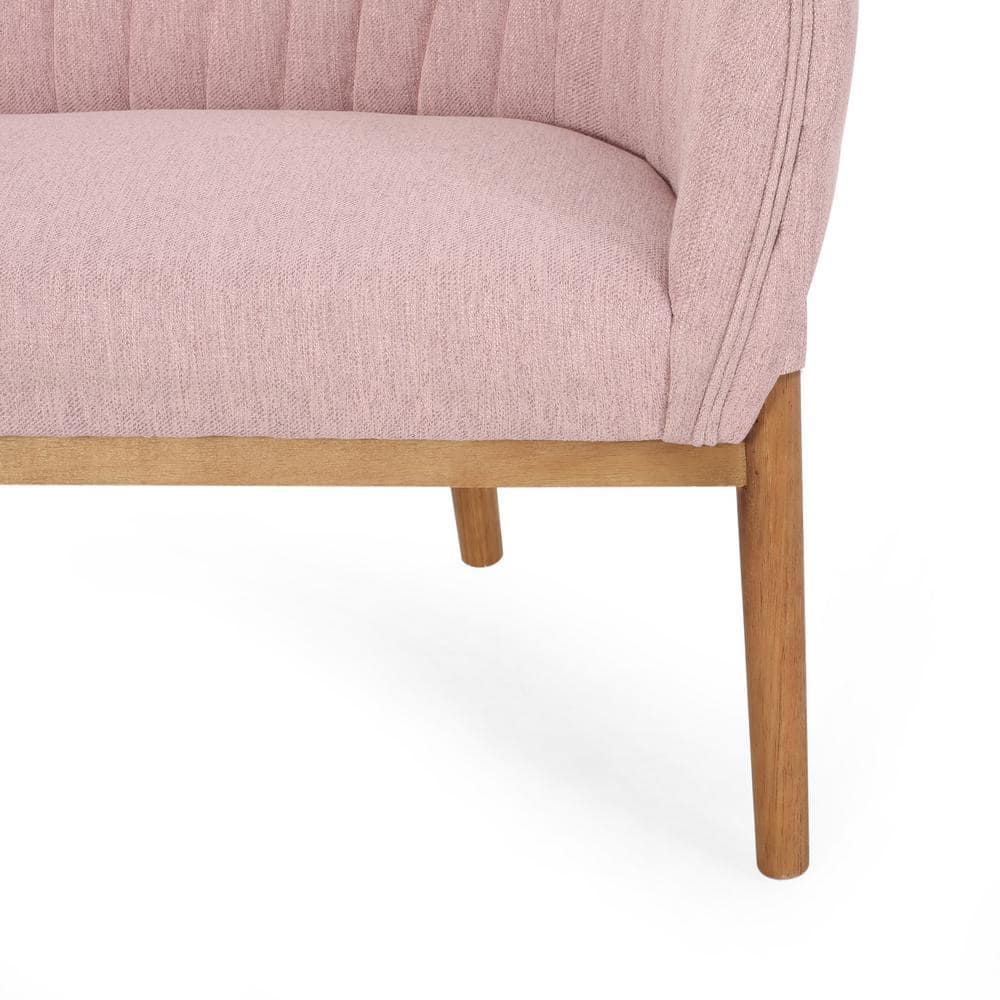 Mid-Century Tufted Fabric Loveseat with Curved Backrest, Brown