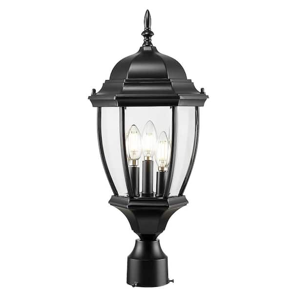 Wexford 3-Light Matte Black Outdoor Post-Mount Light Fixture