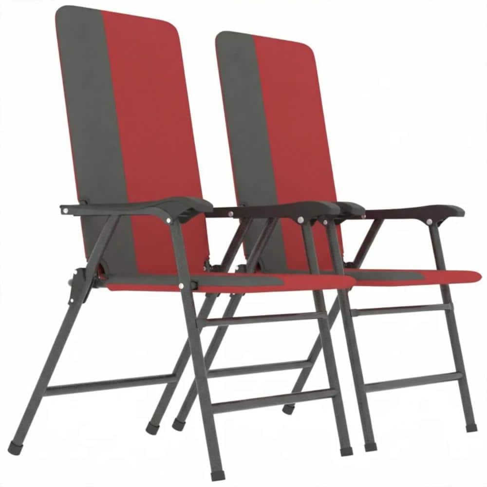 Red + Gray Outdoor Metal Frame Folding Camping High Back Chairs (Set of 2) price history on PriceWatchPro