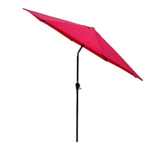 10 ft. Steel Crank Push Bottom Tilt Patio Umbrella in Red