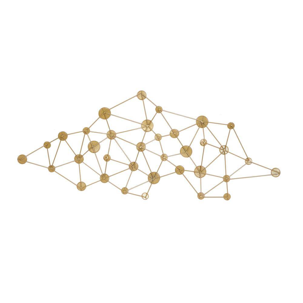 Gold Metal Geometric Wall Decor with Mirror Accents