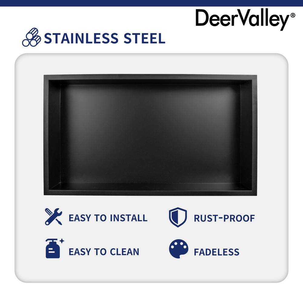 Matte Black Stainless Steel Rectangular Wall Mount Shower Niche