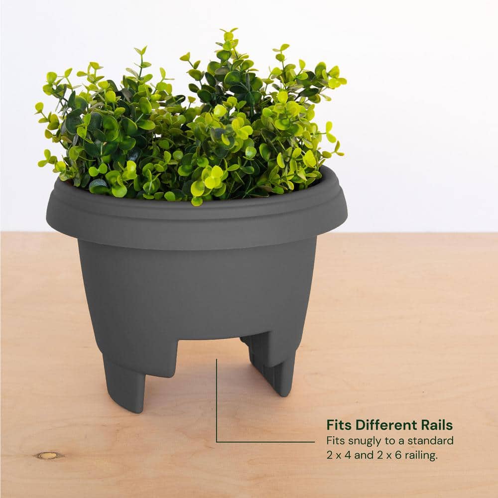 Charcoal Gray 12" Resin Deck Rail Planter
