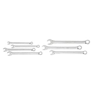 Long Pattern SAE 12-Point Combination Wrench Set with Tool Roll (7-Piece)
