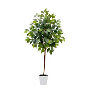 48 in. Green Artificial Ficus Tree with Double Trunk in Decorative Planter
