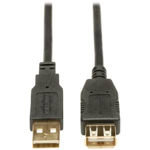 6 ft. USB 2.0 A/A Gold Extension Cable, Black