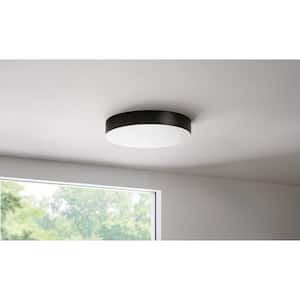 CE 13 in. Smart Connected Matte Black Flush Mount CCT Tunable and RGB