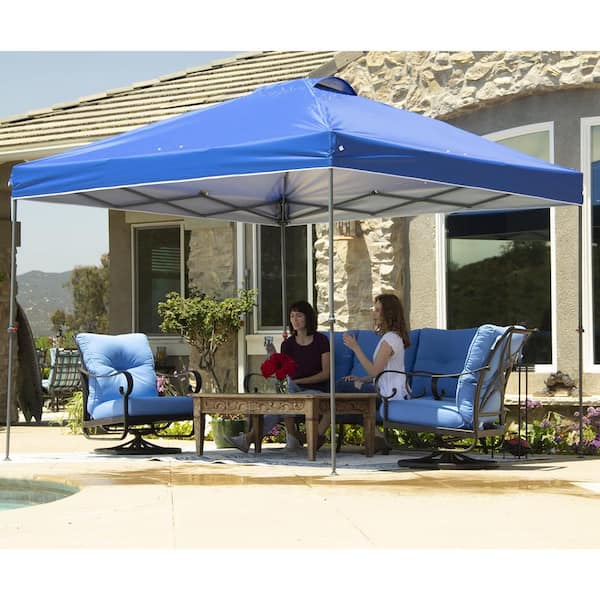 CROWN SHADES 10 ft. x 10 ft. Blue Instant Pop Up Canopy with Carry