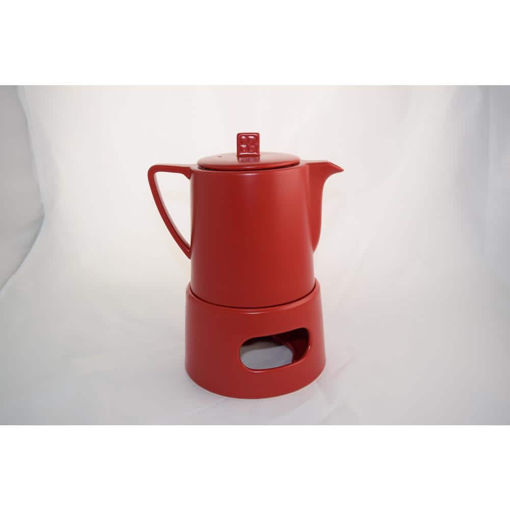 Bredemeijer 1L Ceramic Teapot with Warmer Set | Red
