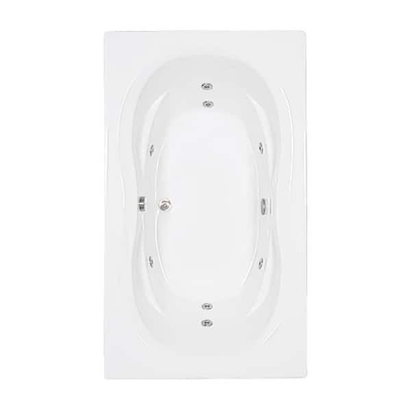 Comfortflo 72 in. x 42 in. Acrylic Rectangular Drop-in Whirlpool Bathtub with Center Drain in White