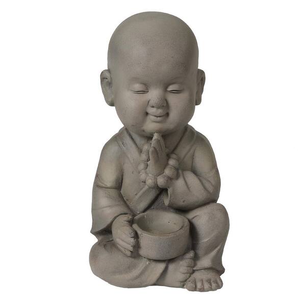 LuxenHome Gray MgO Meditating Buddha Monk Garden Statue WHST893 - The ...