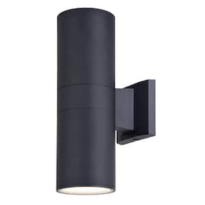 Chiasso Black Aluminum Integrated LED Contemporary Outdoor Wall Lantern with Up Down Lighting