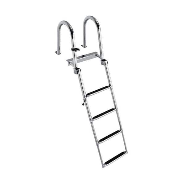 FORCLOVER 4-Step Boat Ladder with Pedal Handrail for Boat Yacht Dock for In Ground Pool