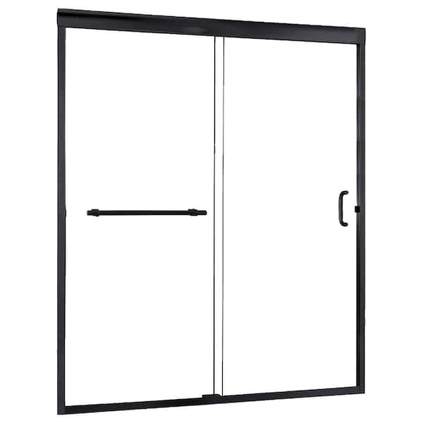 CRAFT + MAIN Marina 60 in. x 60 in. Semi-Framed Sliding Tub Door in Oil Rubbed Bronze with 3/8 in. Clear Glass