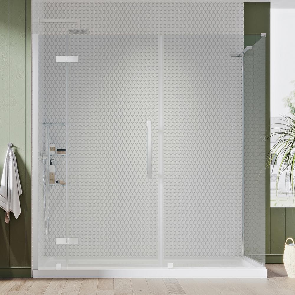 OVE Decors Tampa 72 in. L x 32 in. W x 72 in. H Corner Shower Kit w/Pivot Frameless Shower Door