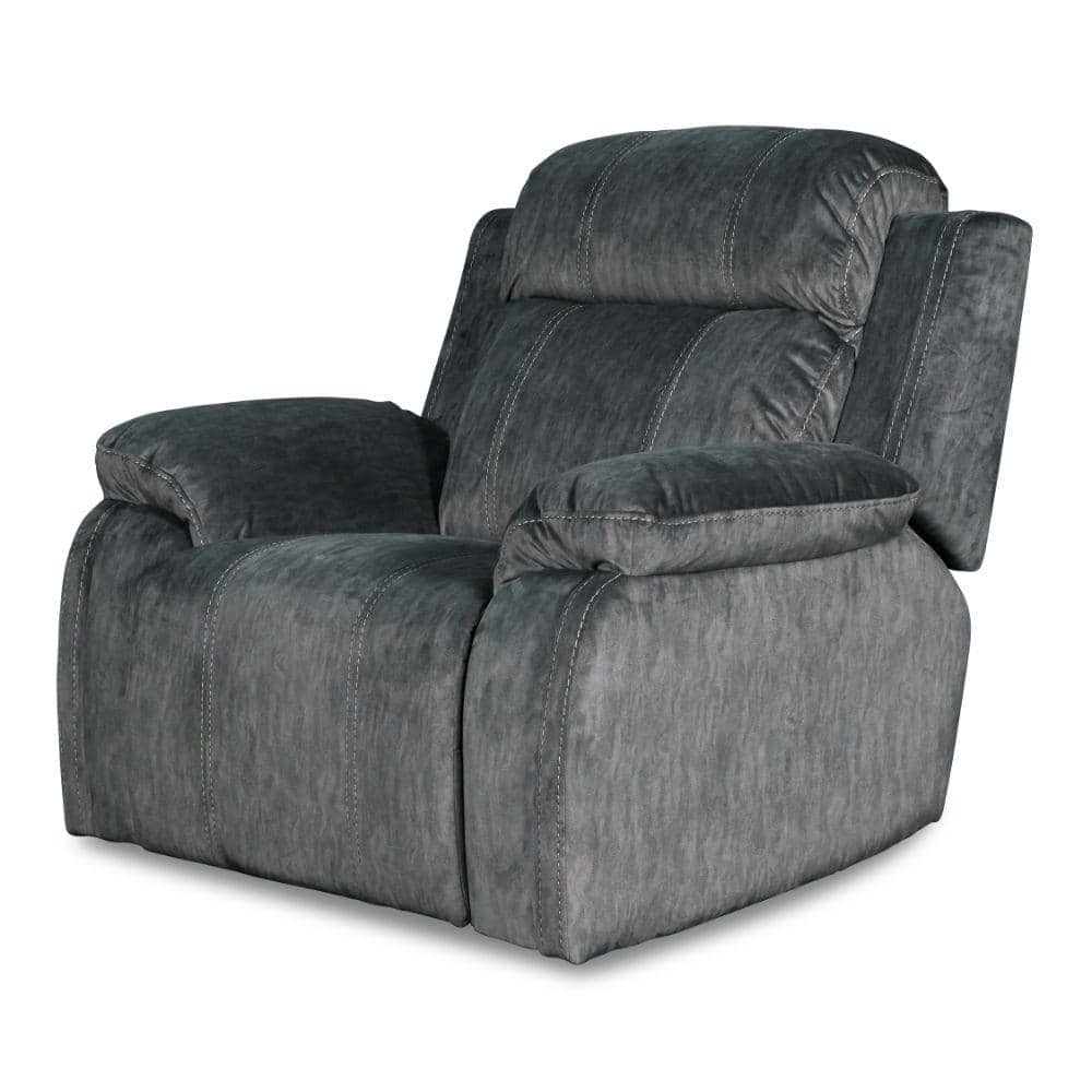 Benjara Gray Fabric Glider Recliner with Stitched Details BM219489 The Home Depot
