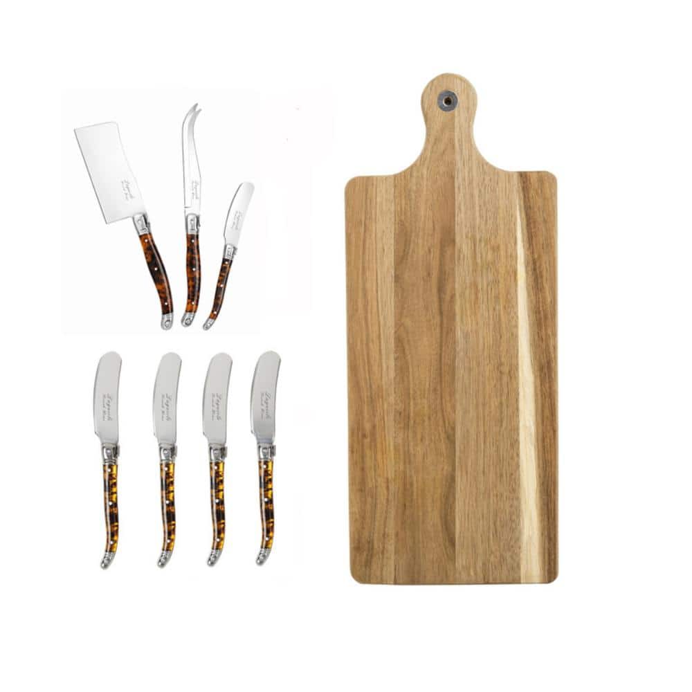French Home 8-Piece Laguiole Tortoise Shell Cheese Knife and
