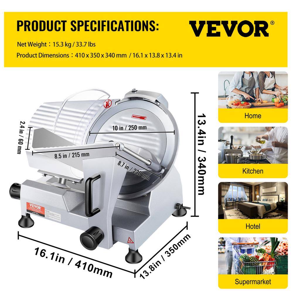 VEVOR 10'' Aluminum Commercial Meat Slicer with Blade Guard
