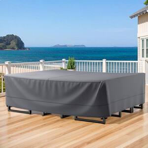 Qovers 110 in. L x 84 in. W x 28 in. H Gray General Purpose Patio Table and Chair Set Cover