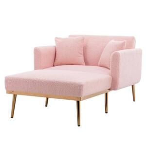 Pink Chaise Lounge Chair with 2 Pillows, Single Sofa Bed Convertible Recliner with Adjustable Backrest