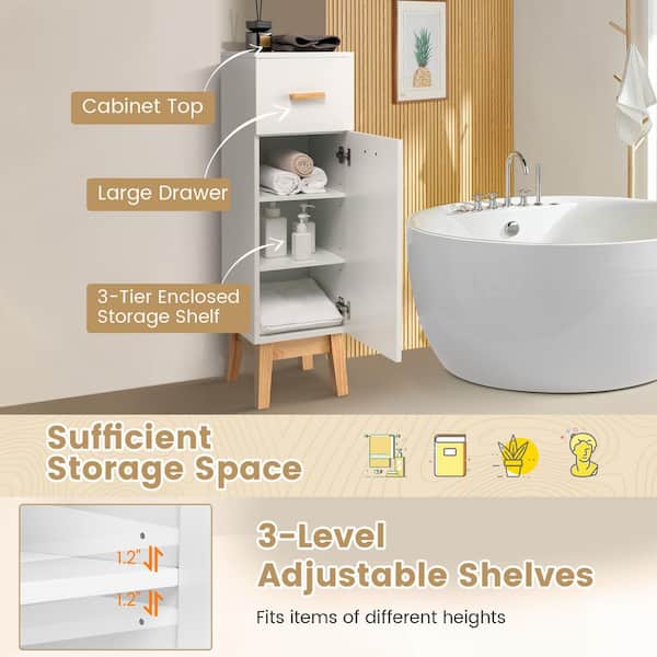 HOMCOM Bathroom Storage Cabinet, Free Standing Bath Storage Unit
