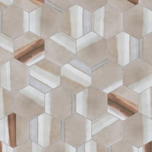 Matter Hex Canvas Taupe Red 7-7/8 in. x 9 in. Porcelain Floor and Wall Tile (3.8 sq. ft./Case)