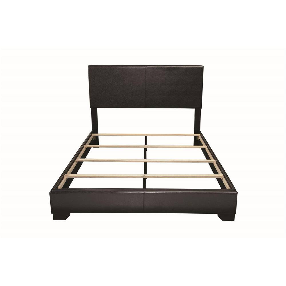Elegant Full/Double Upholstered Bed with Faux Leather Headboard in Black