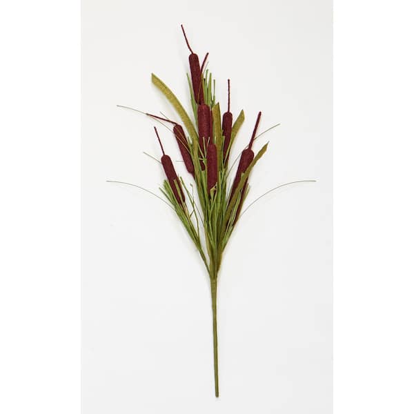 Unbranded 21 in. Fall Artificial Cattail Bush (Set of 3)