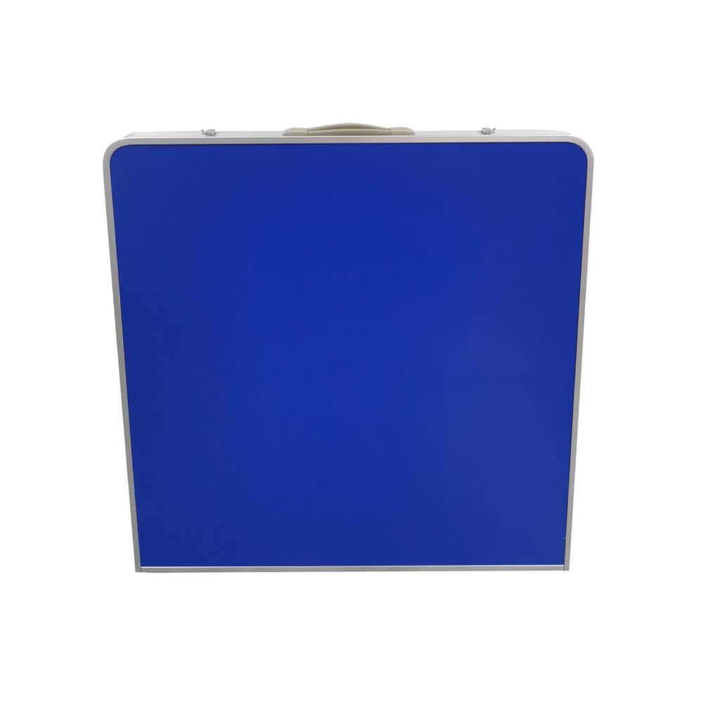 5 Ft Blue Aluminum Folding Table Tennis Set with Net and Paddles